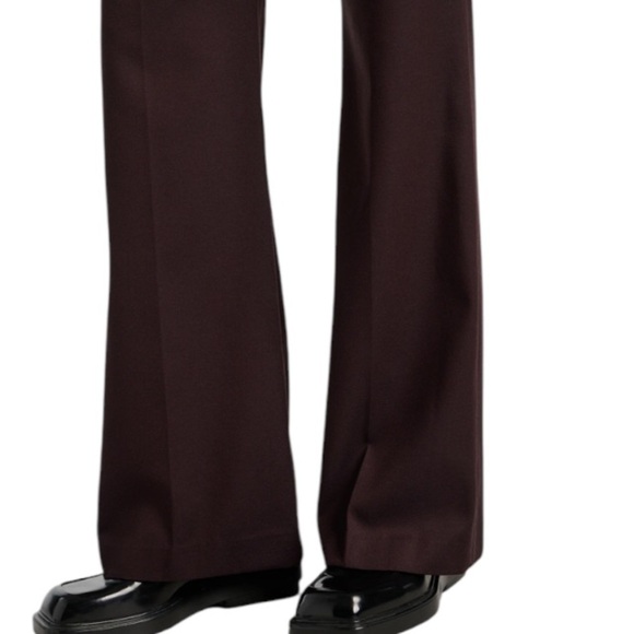 The Frankie Shop NWT Lyra Flared Pants Trousers High Rise Dark Plum Wool Blend - Picture 4 of 12